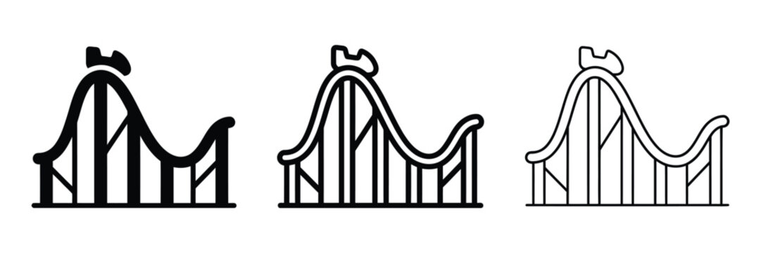 Rollercoaster icon silhouette vector outline and line art