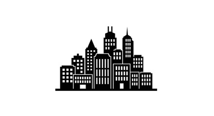 Fototapeta premium Black and white city skyline silhouette.
