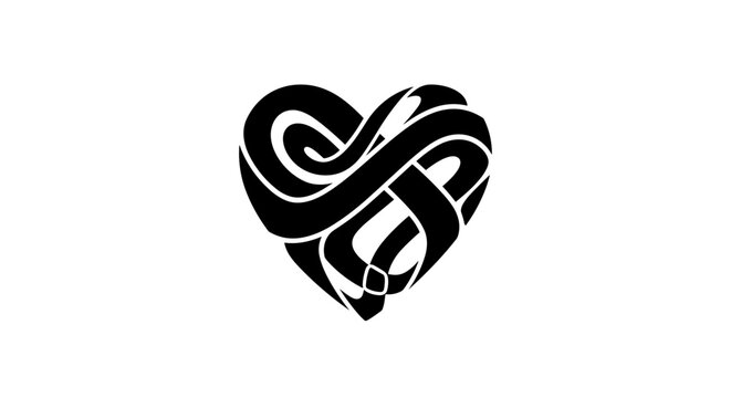 Black heart symbol with intertwined lines.