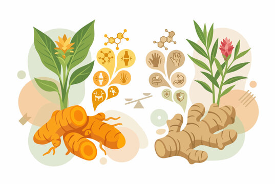 Turmeric and Ginger Health Benefits Nutritional Infographic