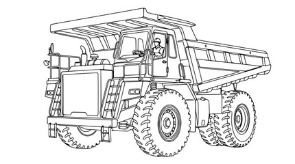 Mining Dump Truck Outline Illustration © Tani