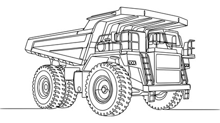 Heavy Duty Mining Dump Truck Line Art Illustration © Tani