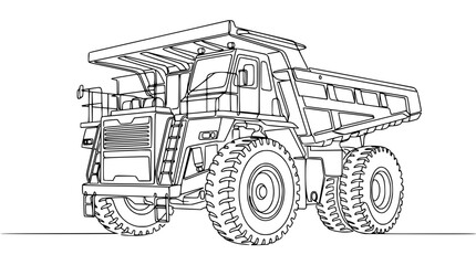 Heavy Duty Mining Dump Truck - Line Art Illustration © Tani