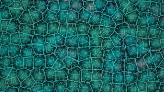 Abstract Green Microscopic Cell Network and Voronoi Geometric Pattern Loop