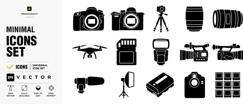 Photography and Videography Icon Set - Vector Graphic Elements