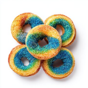 street dessert of mini fried dough rings isolated on a white background