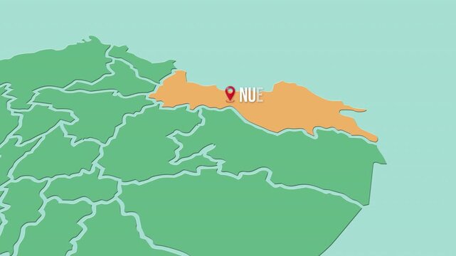 Mapa de Ecuador con divisi&oacute;n pol&iacute;tica resaltando la provincia Sucumb&iacute;os con su capital Nueva Loja