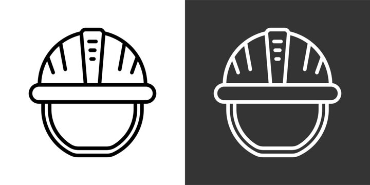 Safety Helmet Black And White Icon Set Collection Pack Vector Illustration