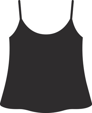 Simple black women&rsquo;s camisole icon with thin straps and a relaxed fit, ideal for lingerie catalogs, summer outfit planners, fashion apps, and minimalist branding