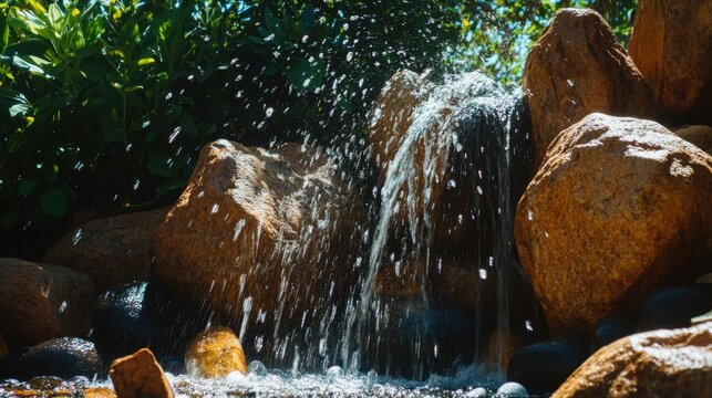 Water Cascading Over Smooth Dark River Stones
