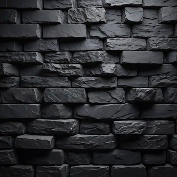 Dark Stone Wall Texture Close Up Pattern.