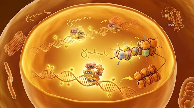 Molecular mechanism of gene expression in a cell nucleus