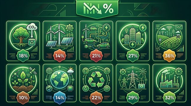 Green energy and sustainability data dashboard with statistics