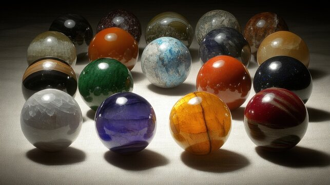 Polished Semi-Precious Stone Spheres Collection Gigapixel