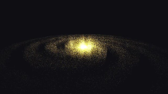 Astounding procedural art capturing the luminous milky way galaxy, teeming with bright golden stars and a dense spiral cosmic structure. Perfect for celestialthemed designs or educational resources.