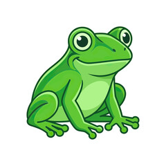 Obraz premium Cute cartoon green frog smiling