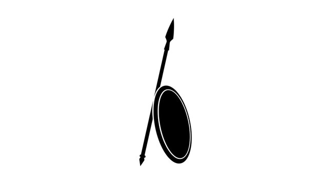 Silhouette of a traditional spear and round shield