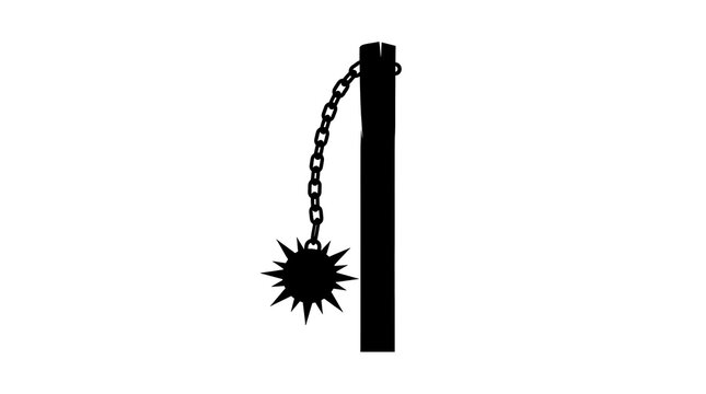 Medieval spiked flail weapon silhouette
