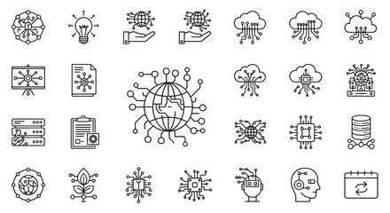 Fototapeta premium Set of virus and microbe icons for science and healthcare illustrations.
