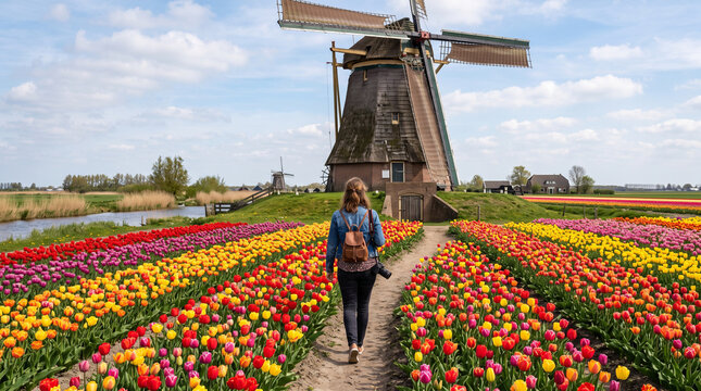 tulip field and windmill