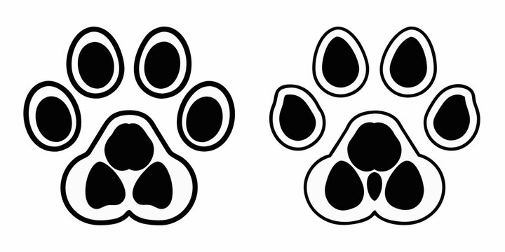 Two Monochrome Paw Prints On White Background Silhouette Designs