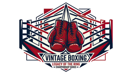 Vintage Boxing Gloves Hanging in Arena Ring © kholid