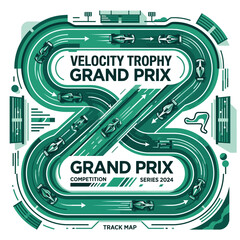 Obraz premium Velocity Trophy Grand Prix Competition Exciting Motorsport Race Track Illustration