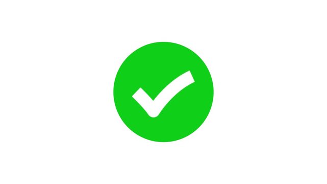 Checkmark icon Animation Tick Symbol For Success Approval Correct Sign Task Completion in circle icon. Check mark symbol. approved tick mark icon, Check mark icon animation