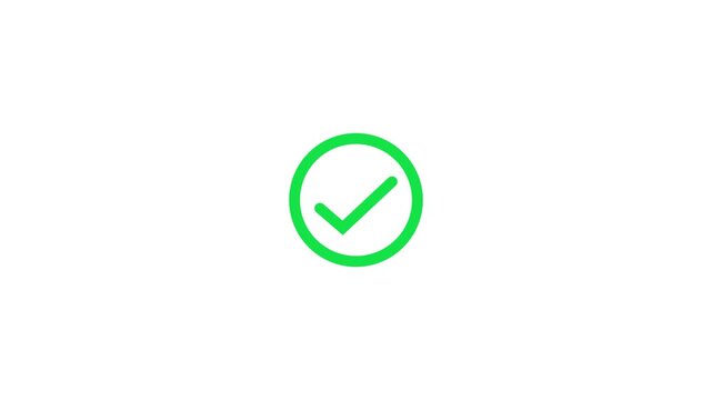 Chick mark animation on circle. animation green check mark that symbolizes approval or success