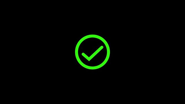 Chick mark animation on circle. animation green check mark that symbolizes approval or success