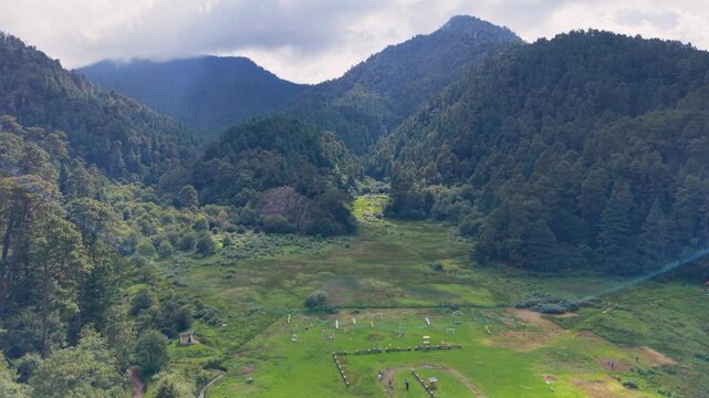 Aerial view of Lagunas de Zempoala between Mexico and Morelos