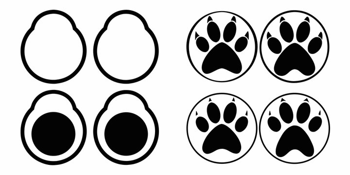 Monochrome Paw Print Designs With Circular And Solid Fillings