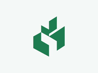 Fototapeta premium Green Abstract Geometric Shape With Negative Space Design