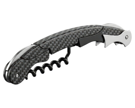 Modern carbon fiber sommelier corkscrew waiter friend isolated on transparent