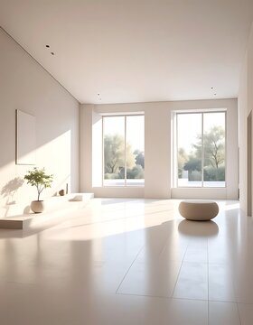 Modern minimalist interior with natural light.