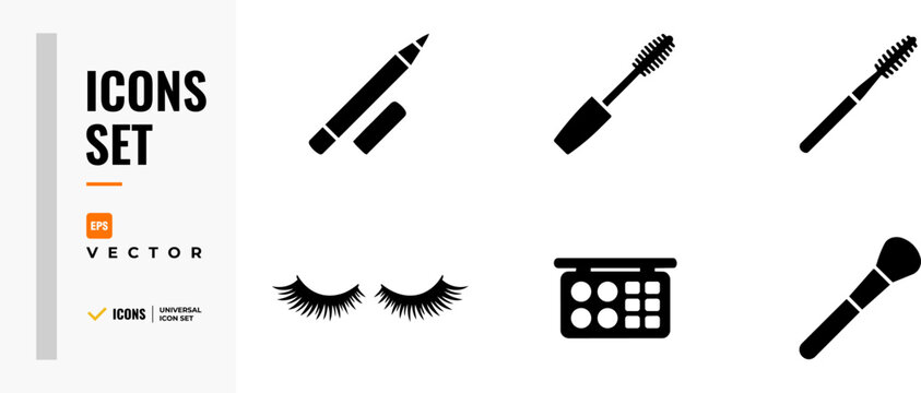 Set of Professional Makeup and Beauty Tools Vector Icons