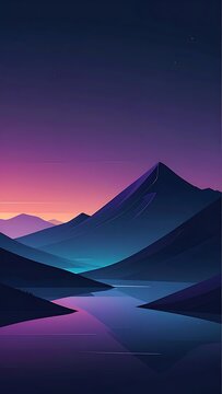 Serene mountain landscape at twilight hour.