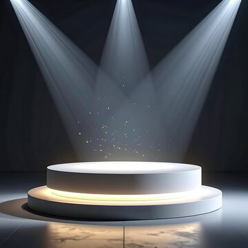 Spotlight on empty stage platform.