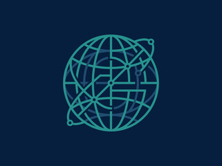 Obraz premium Global Network Digital Connections And Circuits On Blue Background