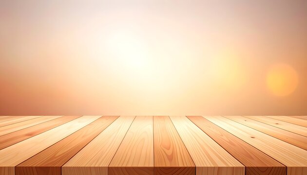 Wooden planks with warm sunlight background.