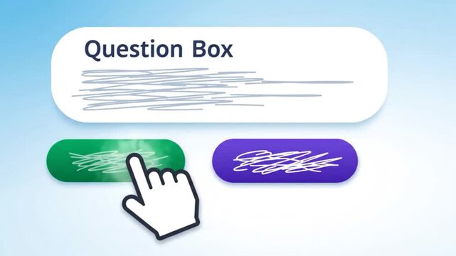 3D question box user interface with colorful buttons