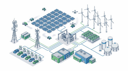Solar panel and wind turbine system. © karina