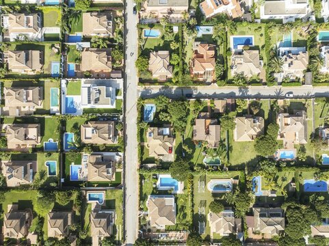 The Roche housing estate. Aerial view. Drone shot. C&aacute;diz province, Andalusia, Spain