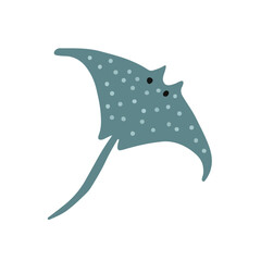 Cute Manta Ray Flat Vector Illustration Sea Animal © Gazelleiwa