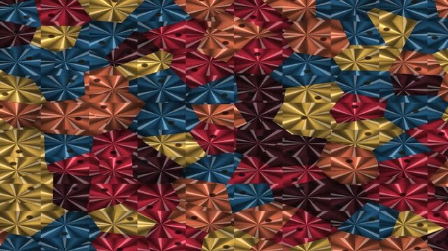 Colorful origami stars arranged in a geometric pattern