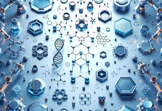 Repeating abstract motifs of AI neural networks and quantum circuits symbolizing the miracles of digital industrial advancement and invention