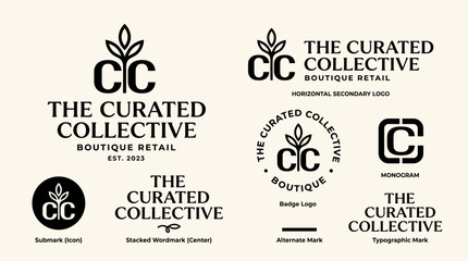 Fototapeta premium The Curated Collective Boutique Retail Logo.