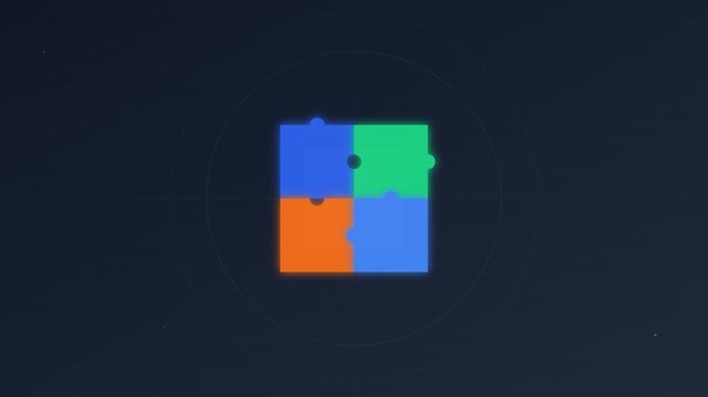 dynamic puzzle piece connection teamwork solution graphic