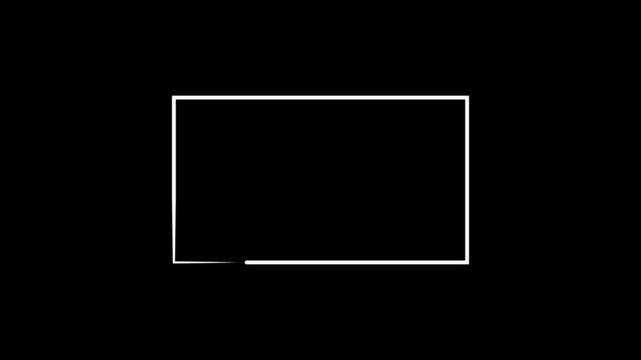Minimal light white rectangular outline frame isolated on transparent Black background 4k video.