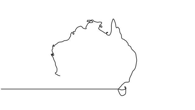 Animated video of Australia map. Map motion graphics for Education, Travel between cities in Austria, infographics, Science, Web Presentations. Doodle style Australia map concept.